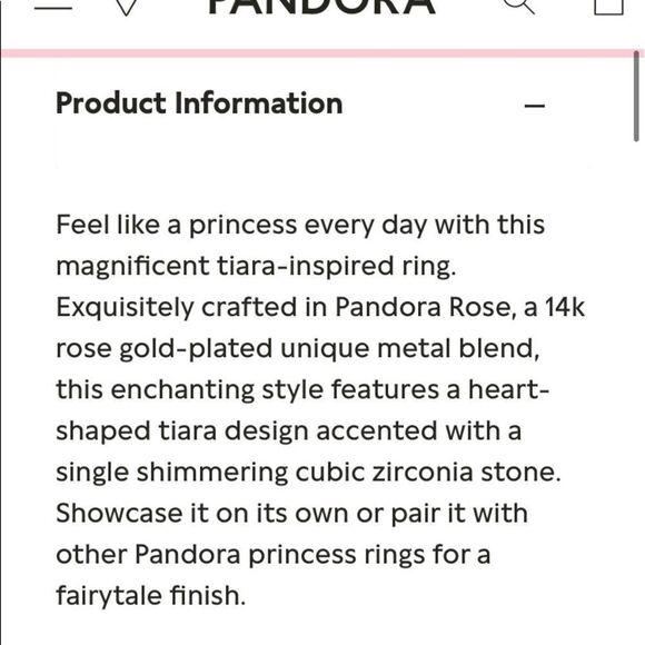 NEW UNUSED PANDORA TIARA RING - Picture 3 of 6